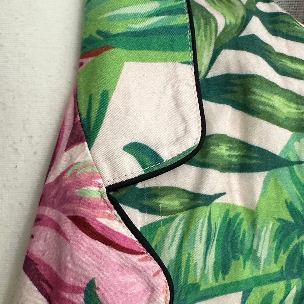Tropical Leaf Print Women's Pajama Set XS - Picture 7 of 10